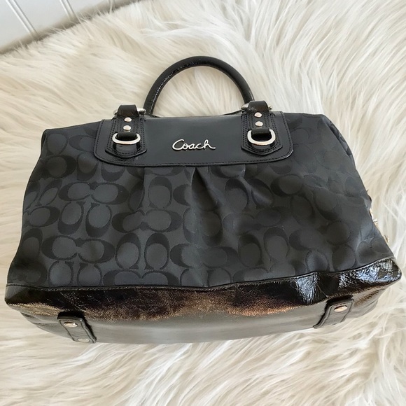 Coach Signature Ashley Black Satchel - Picture 7 of 14